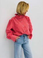 Chemise Vichy En Coton À Col Froncé Esprit Romantique Chic – Image 2