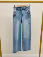 Jean Wide Leg Taille Haute À Détails Brodés Esprit Tendance – Image 5