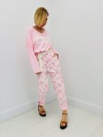 Pantalon Fleuri Taille Haute Ceinture Esprit Romantique Chic – Image 2