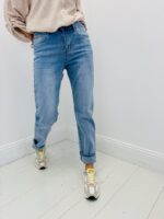 Jean Coupe Droite Taille Haute Denim Effet Décontracté Chic