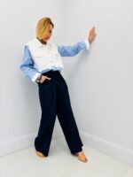 Chemise Rayée Bi-Matière Détail Denim - Marque Joye&Joye – Image 3