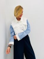 Chemise Rayée Bi-Matière Détail Denim - Marque Joye&Joye
