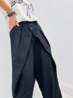 Pantalon Rayé Coupe Fluide Taille Haute Élégance Structurée – Image 4