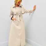 Trench Long Classique Ceinturé Coupe Structurée