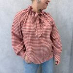 Blouse Grande Taille Carreaux Bleu & Blanc – Esprit Romantique Chic