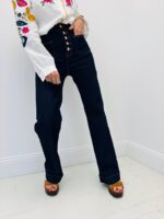 Jean Wide Leg Taille Haute À Poches Plaquées Esprit Vintage Chic – Image 2