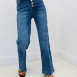 Jean Wide Leg À Boutonnage Apparent Taille Haute Esprit Vintage Moderne