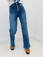 Jean Wide Leg À Boutonnage Apparent Taille Haute Esprit Vintage Moderne