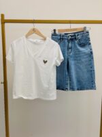 Bermuda Denim Délavé À Détails Étoiles Esprit Casual Tendance – Image 5