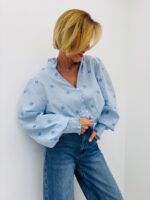 Chemise Vichy Brodée En Coton Col Froncé Esprit Romantique