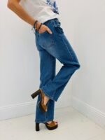 Jean Wide Leg Denim Délavé Coupe Droite Moderne