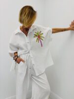 Chemise En Gaze De Coton Brodée Palmier Esprit Estival Chic – Image 3