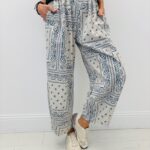 Pantalon Imprimé Bandana Taille Élastique Coupe Fluide