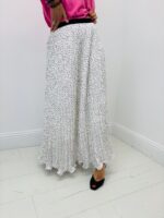 Jupe Longue Plissée Motif Pois