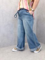 Jean Large À Ceinture Tressée Esprit Bohème Chic