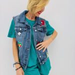 Veste en Jean Sans Manches à Patchs