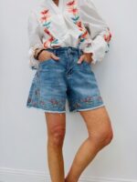 Short En Jean Brodé Fleuri – Image 3