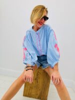 Chemise Rayée Brodée Rose – Image 6