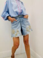 Short En Jean Dentelle Florale – Image 3