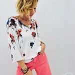 Pull col V imprimé automnal