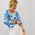 Pull col V imprimé floral