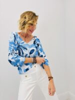 Pull col V imprimé floral