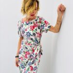 Robe Drapée à Nœud Fleurie