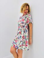 Robe Drapée à Nœud Fleurie