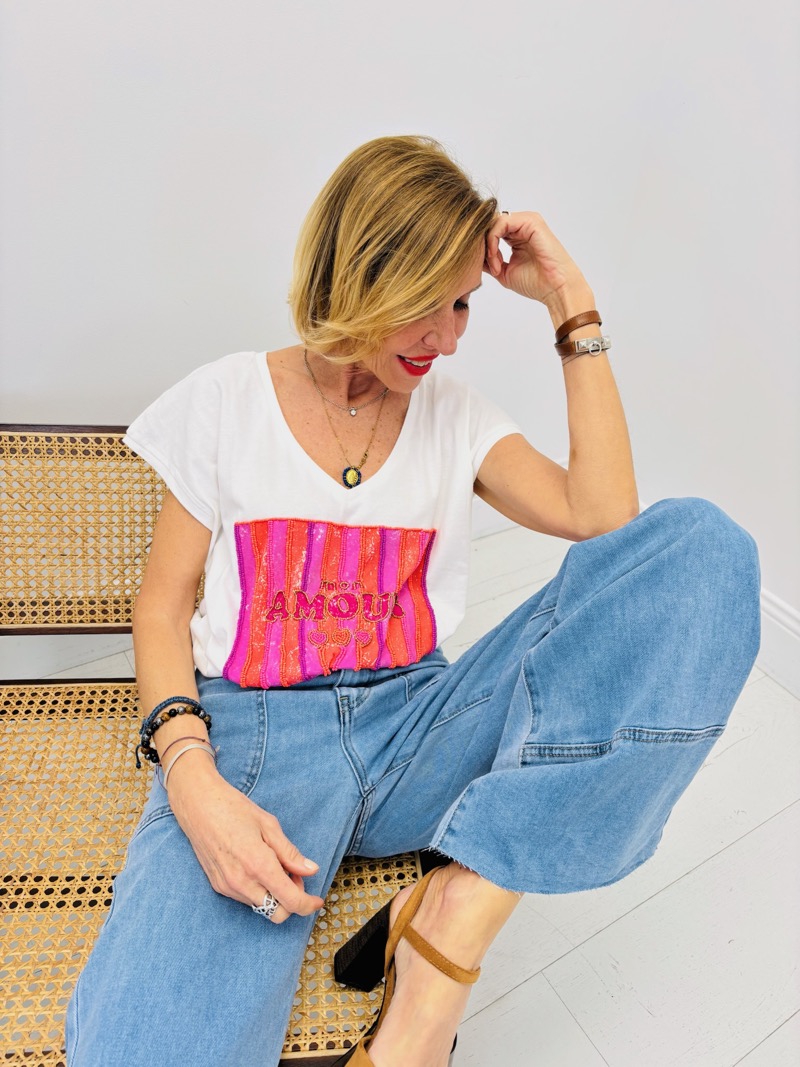 IMG_6656 T-shirt L'Amour en Coton - Marque GOLD&SILVER – Image 1