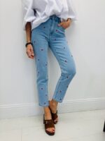 Jean Coupe Mom Fit à Motifs