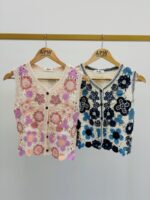 Gilet Crochet Détail Perles – Image 2