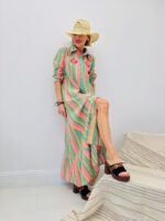 Robe Chemise Bohème Rayée À Détails Brodés - Marque GOLD&SILVER – Image 4