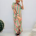 Robe Chemise Bohème Rayée À Détails Brodés - Marque GOLD&SILVER