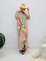 Robe Chemise Bohème Rayée À Détails Brodés - Marque GOLD&SILVER