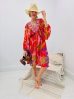 Robe Bohème Fluide À Imprimé Tropical Et Broderies Artisanales - Marque GOLD&SILVER – Image 3