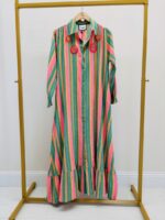 Robe Chemise Bohème Rayée À Détails Brodés - Marque GOLD&SILVER – Image 2