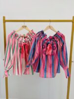 Blouse Bohème Rayée En Coton À Broderies Colorées - Marque GOLD&SILVER – Image 2