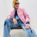 Veste Tailleur Courte À Carreaux