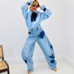 Jean Large Coupe Barrel À Motifs Cœurs