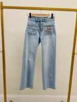 Jean Wide Leg Brodé À Poches Fleuries – Image 2