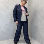 Ensemble Grande Taille Denim Chic – Blazer Structuré & Pantalon Large Élégant