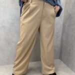 Pantalon Grande Taille Camel Coupe Droite – Élégance Moderne & Confort Absolu