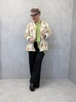 Veste Blazer Grande Taille Tweed Texturé Bleu & Beige – Élégance Chic Intemporelle – Image 2