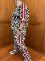Ensemble Léopard Sport Chic Grande Taille À Bandes Contrastées – Image 6