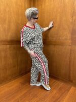 Ensemble Léopard Sport Chic Grande Taille À Bandes Contrastées