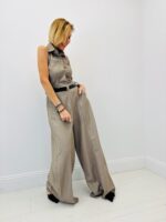 Combinaison Dos Nu Élégance Fluide À Col Chemise