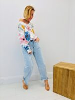 Pull Maille Fluide À Col V Imprimé Floral Pastel Lumineux – Image 3