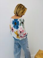 Pull Maille Fluide À Col V Imprimé Floral Pastel Lumineux – Image 2