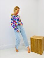 Pull Maille Fluide À Col V Imprimé Floral Multicolore Intense – Image 2