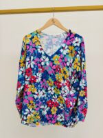 Pull Maille Fluide À Col V Imprimé Floral Multicolore Intense – Image 4